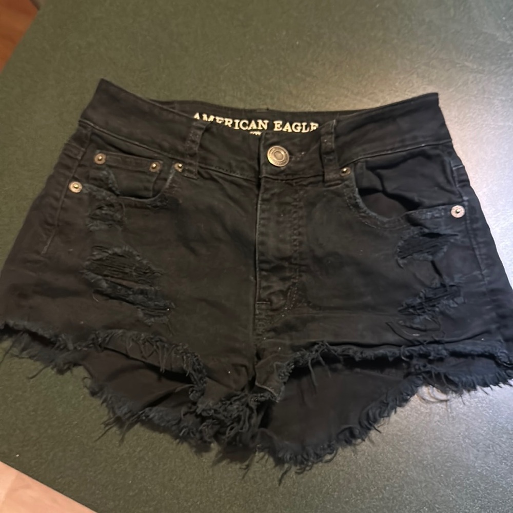 American eagle black jean shorts